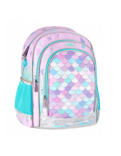 G593,Ghiozdan Starpak Mermaid, 39cm, 3 compartimente, roz cu turcoaz, 527183