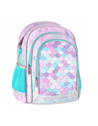 G593,Ghiozdan Starpak Mermaid, 39cm, 3 compartimente, roz cu turcoaz, 527183
