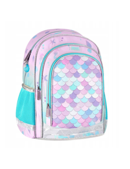 G593,Ghiozdan Starpak Mermaid, 39cm, 3 compartimente, roz cu turcoaz, 527183