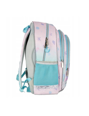 G593,Ghiozdan Starpak Mermaid, 39cm, 3 compartimente, roz cu turcoaz, 527183