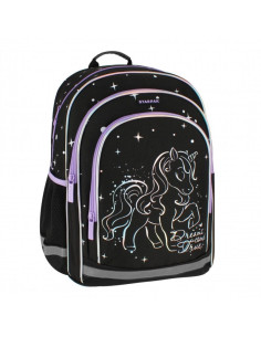G596,Ghiozdan Starpak Unicorn Holo, 39cm, 3 compartimente, negru, 527184