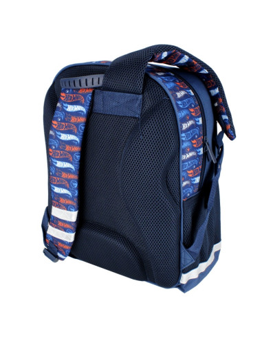 G666,Ghiozdan Starpak Hot Wheels, 41cm, 3 compartimente, 2 buzunare laterale, albastru, 486066