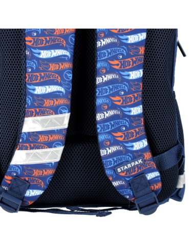 G666,Ghiozdan Starpak Hot Wheels, 41cm, 3 compartimente, 2 buzunare laterale, albastru, 486066