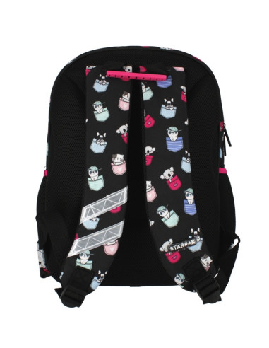 G667,Ghiozdan Starpak Minisy, 39.5cm, 3 compartimente, 2 buzunare laterale, negru, 509031