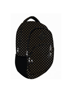 G754,Ghiozdan St.Majewski LOOZZ Golden Dots, 43cm, 2 compartimente, 1 buzunar, negru cu buline aurii