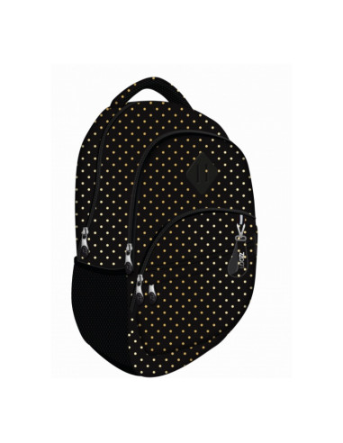 G754,Ghiozdan St.Majewski LOOZZ Golden Dots, 43cm, 2 compartimente, 1 buzunar, negru cu buline aurii