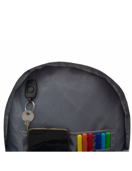 G755,Ghiozdan St.Majewski LOOZZ Happy Cats, 41cm, 3 compartimente, 1 buzunar, roz cu bleu