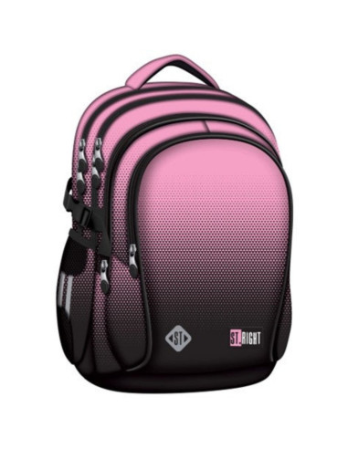G702,Ghiozdan St.Majewski St.Right Pink Gradient, 42cm, 4 compartimente, negru cu roz