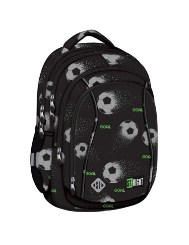 G704,Ghiozdan St.Majewski St.Right Pixel Balls, 43cm, 4 compartimente, negru cu gri