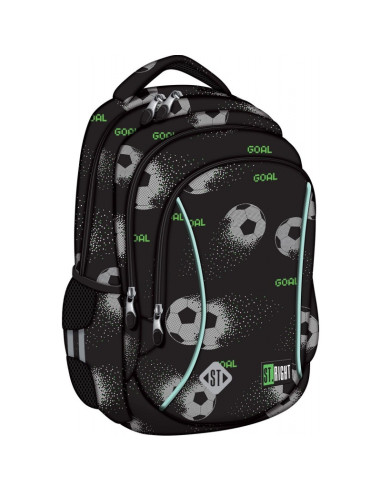 G703,Ghiozdan St.Majewski St.Right Pixel Balls, 39cm, 3 compartimente, negru cu gri