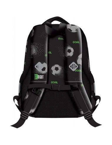 G703,Ghiozdan St.Majewski St.Right Pixel Balls, 39cm, 3 compartimente, negru cu gri