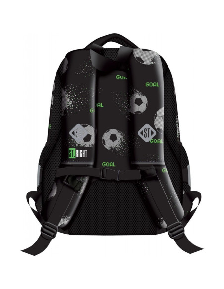 G703,Ghiozdan St.Majewski St.Right Pixel Balls, 39cm, 3 compartimente, negru cu gri