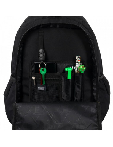 G709,Ghiozdan St.Majewski St.Right Black, 46cm, 3 compartimente, 2 buzunare, negru