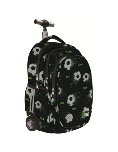G753,Ghiozdan St.Majewski St.Right Pixel Balls, 44cm, 4 compartimente, tip troller, roti silicon, negru