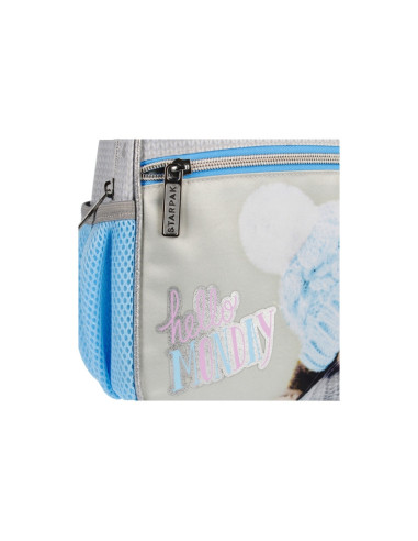 G487,Ghiozdan Starpak Kitty, 1 compartiment, 3 buzunare, gri cu bleu, 485895