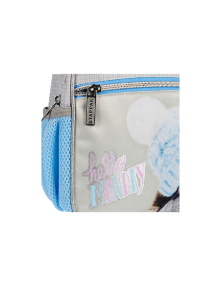 G487,Ghiozdan Starpak Kitty, 1 compartiment, 3 buzunare, gri cu bleu, 485895