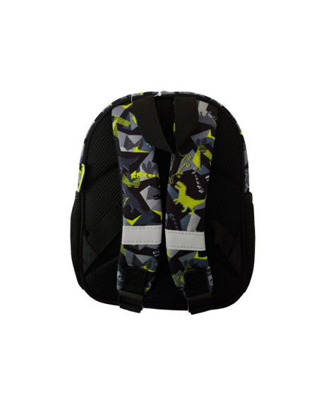 G515,Ghiozdan St.Majewski Bambino TRex, 1 compartiment, 3 buzunare, negru cu verde, 650635