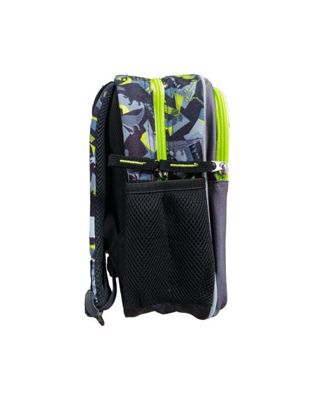 G515,Ghiozdan St.Majewski Bambino TRex, 1 compartiment, 3 buzunare, negru cu verde, 650635
