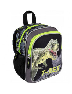 G515,Ghiozdan St.Majewski Bambino TRex, 1 compartiment, 3 buzunare, negru cu verde, 650635