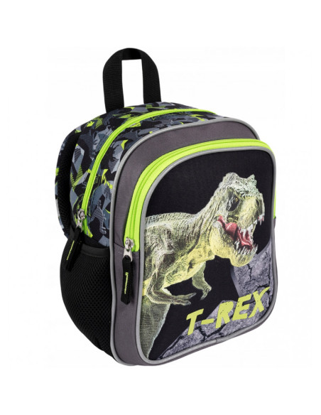 G515,Ghiozdan St.Majewski Bambino TRex, 1 compartiment, 3 buzunare, negru cu verde, 650635