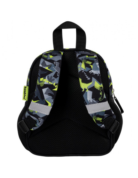 G515,Ghiozdan St.Majewski Bambino TRex, 1 compartiment, 3 buzunare, negru cu verde, 650635