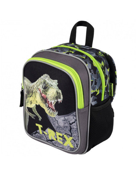 G515,Ghiozdan St.Majewski Bambino TRex, 1 compartiment, 3 buzunare, negru cu verde, 650635