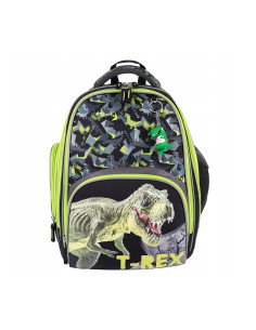 G516,Ghiozdan St.Majewski Bambino TRex, 2 compartimente, 2 buzunare, negru cu verde, 650512