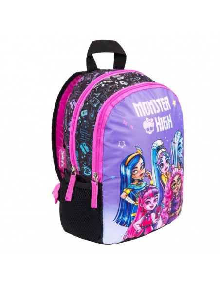 G614,Ghiozdan St.Majewski Monster High, 30cm, gradinita, 2 compartimente, negru cu mov, D6 / 661396