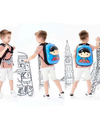 G574,Ghiozdan gradinita Ridaz DC Justice League Superman, 35cm, 1 compartiment, 3D, albastru, 91104W