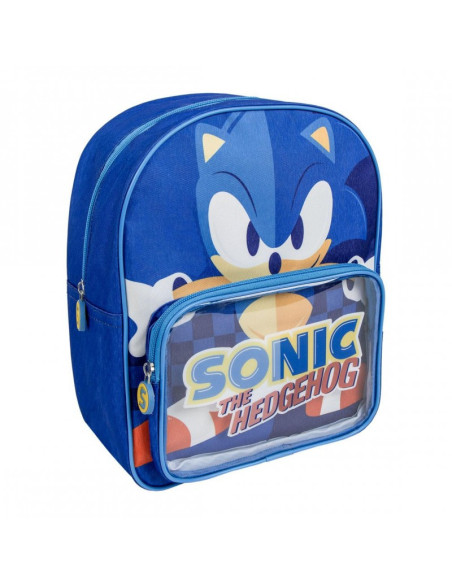 G628,Ghiozdan gradinita Cerda Sonic The Hedgehog, 30cm, 1 compartiment, 1 buzunar, albastru