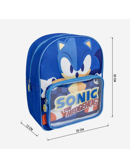 G628,Ghiozdan gradinita Cerda Sonic The Hedgehog, 30cm, 1 compartiment, 1 buzunar, albastru