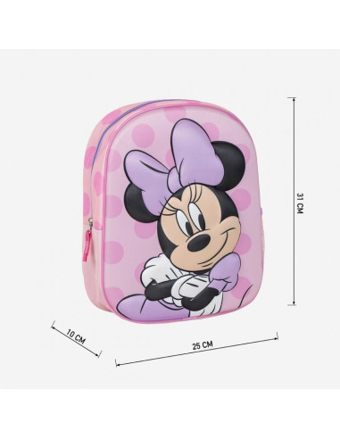 G630,Ghiozdan gradinita Cerda Disney Minnie 3D, 31cm, 1 compartiment, roz cu mov