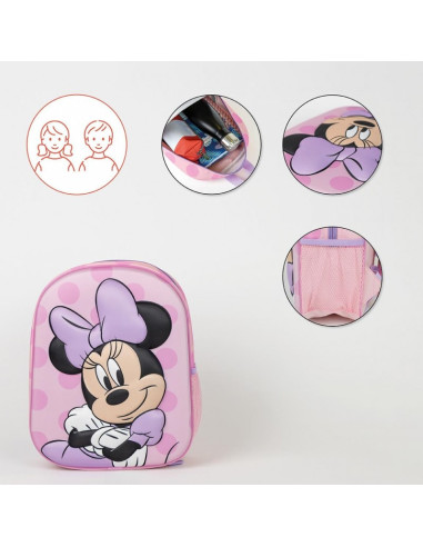 G630,Ghiozdan gradinita Cerda Disney Minnie 3D, 31cm, 1 compartiment, roz cu mov