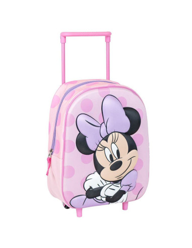 G645,Ghiozdan gradinita Cerda Minnie 3D, 37cm, 1 compartiment, tip troller, roz, 37030