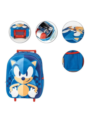 G647,Ghiozdan gradinita Cerda Sonic 3D, 31cm, 1 compartiment, tip troller, albastru, 37034