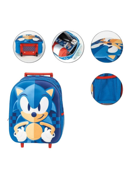 G647,Ghiozdan gradinita Cerda Sonic 3D, 31cm, 1 compartiment, tip troller, albastru, 37034