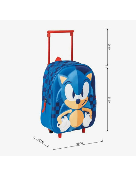 G647,Ghiozdan gradinita Cerda Sonic 3D, 31cm, 1 compartiment, tip troller, albastru, 37034
