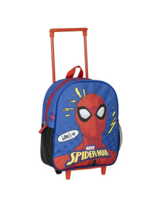 G648,Ghiozdan gradinita Cerda Spiderman 3D, 31cm, 1 compartiment, tip troller, albastru cu rosu, 37026