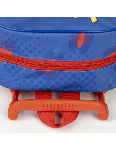 G648,Ghiozdan gradinita Cerda Spiderman 3D, 31cm, 1 compartiment, tip troller, albastru cu rosu, 37026