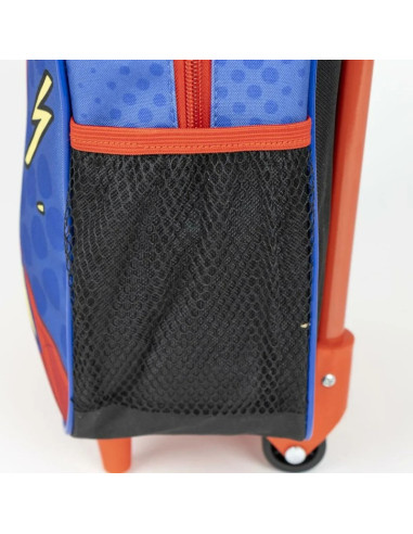 G648,Ghiozdan gradinita Cerda Spiderman 3D, 31cm, 1 compartiment, tip troller, albastru cu rosu, 37026