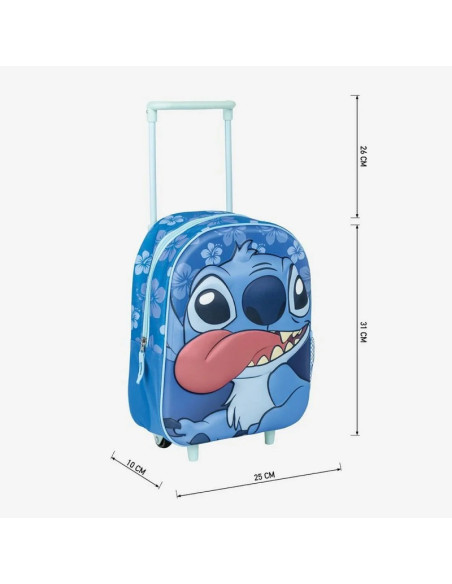 G651,Ghiozdan gradinita Cerda Stitch 3D, 31cm, 1 compartiment, tip troller, albastru, 37032