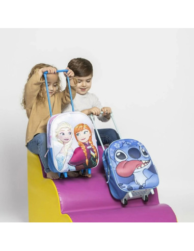 G651,Ghiozdan gradinita Cerda Stitch 3D, 31cm, 1 compartiment, tip troller, albastru, 37032