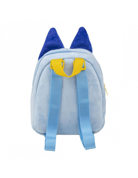 G655,Ghiozdan gradinita mini Cerda Bluey, 22cm, 1 compartiment, material catifelat, bleu cu galben, 33099