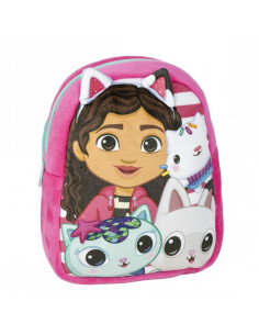 G657,Ghiozdan gradinita mini Cerda Gabby's Dollhouse, 22cm, 1 compartiment, material catifelat, roz, 36898