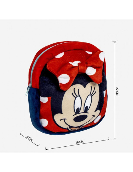 G658,Ghiozdan gradinita mini Cerda Minnie, 22cm, 1 compartiment, material catifelat, rosu cu negru, 36896