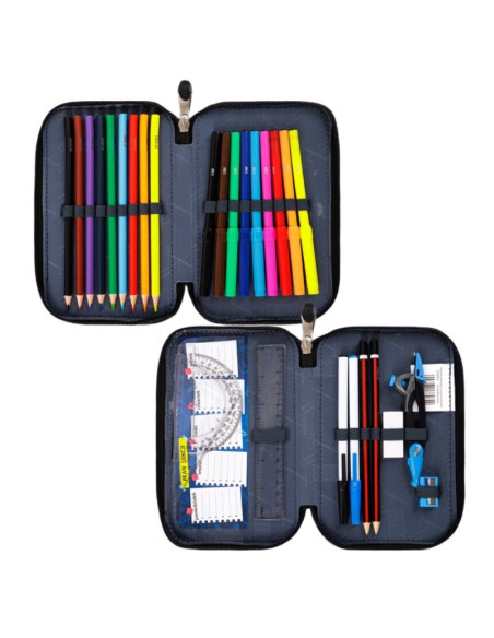 P4573,Penar echipat St.Majewski St.Right Neon Football, 2 fermoare, negru cu bleu, 27 piese