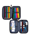 P4573,Penar echipat St.Majewski St.Right Neon Football, 2 fermoare, negru cu bleu, 27 piese