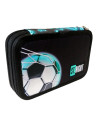 P4573,Penar echipat St.Majewski St.Right Neon Football, 2 fermoare, negru cu bleu, 27 piese