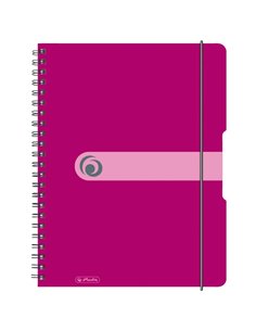 Caiet A4 EOTG cu spira si elastic Herlitz, 80 file, 80 g/mp, Matematica, coperta PP Fucsia opac