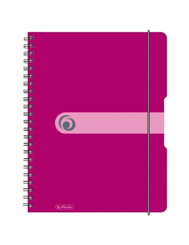 Caiet A4 EOTG cu spira si elastic Herlitz, 80 file, 80 g/mp, Matematica, coperta PP Fucsia opac